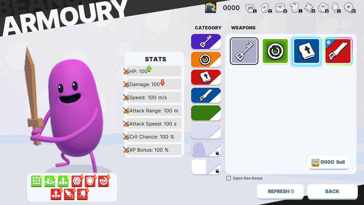 Inventory Screen for Beanland by Dumb Ways to Die